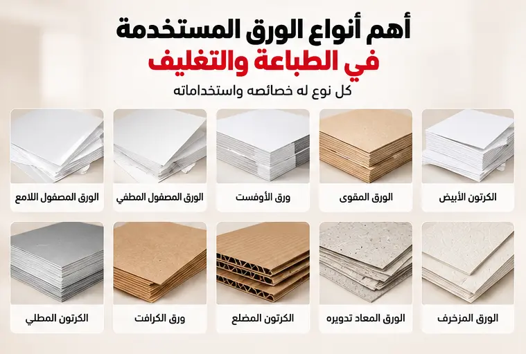 أشهر أنواع الورق المستخدمة في الطباعة والتغليف
