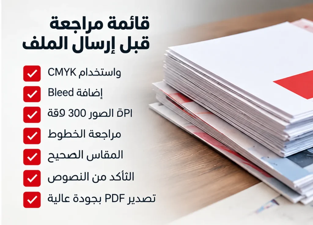 قائمة مراجعة الملف قبل إرساله إلى المطبعة