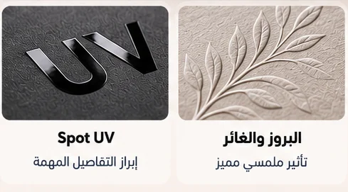 Spot UV والبروز والغائر في التشطيبات الطباعية